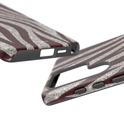 Burgundy Zebra Glitter Tough Case