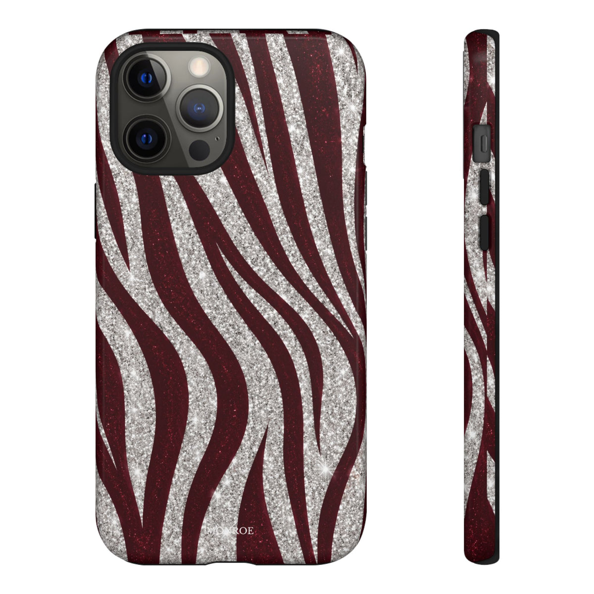 Burgundy Zebra Glitter Tough Case