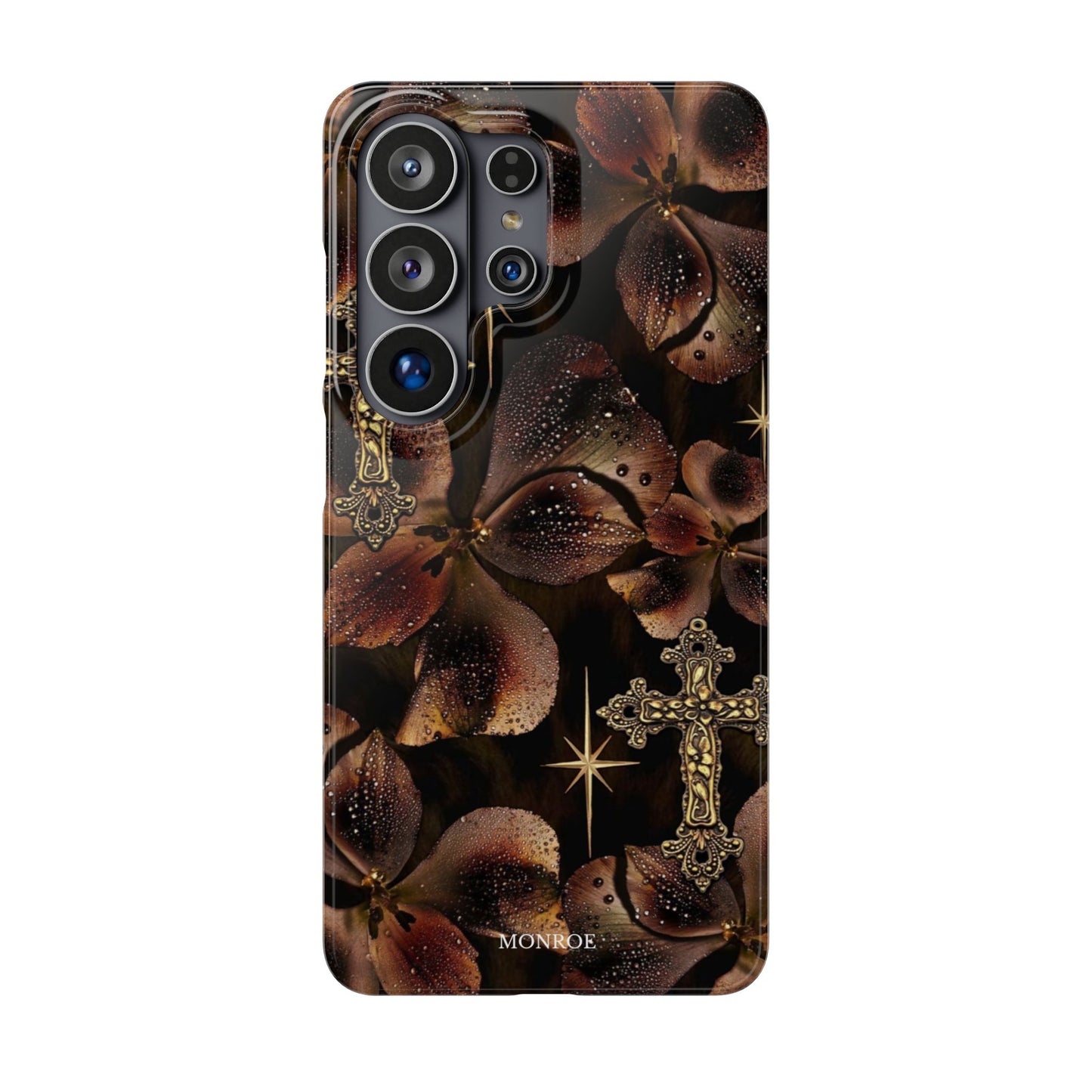 Brown Floral Cross Case