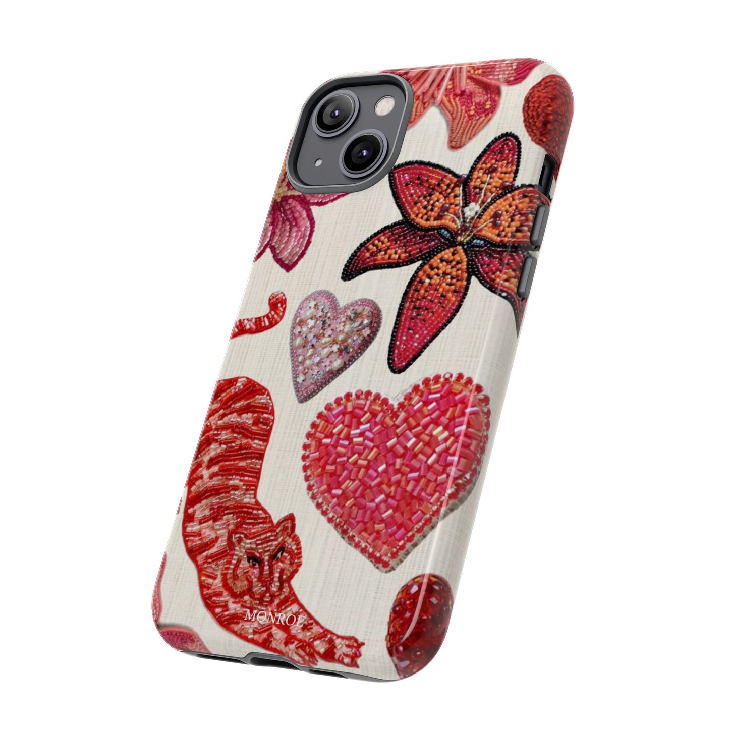 Floral & Heart Pattern Tough Case