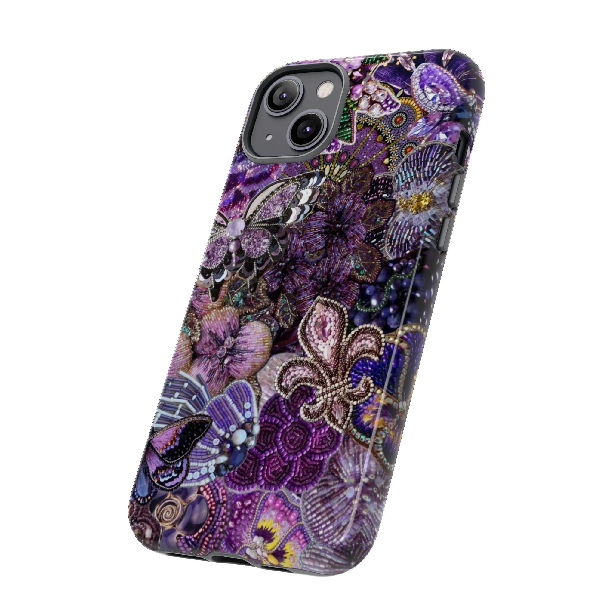 Purple Fleur-de-Lis Floral Tough Phone Case