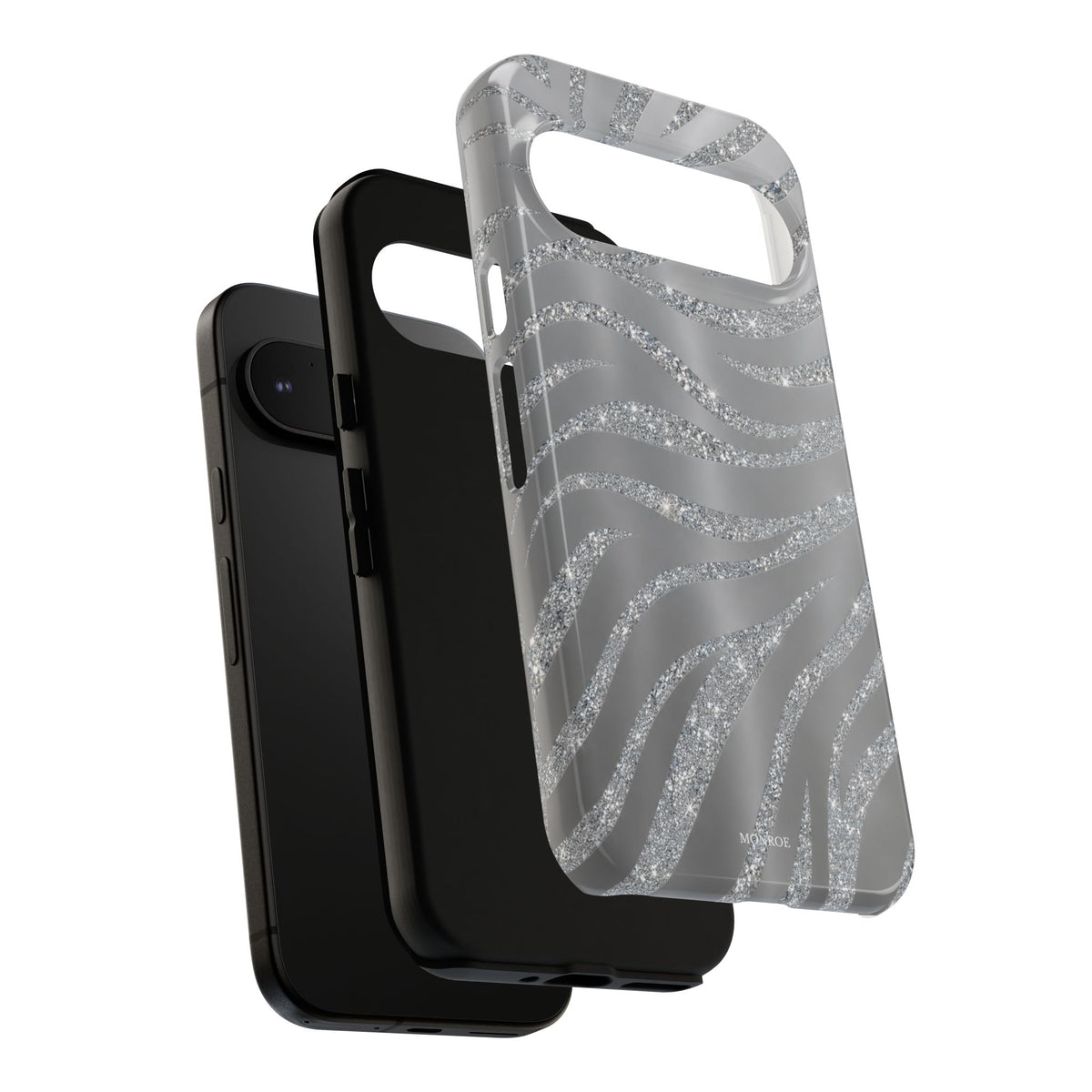 Silver Glitter Zebra Tough Case