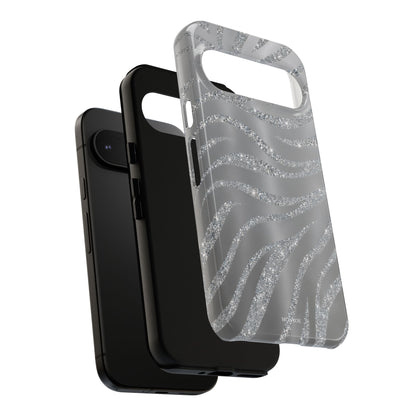 Silver Glitter Zebra Tough Case