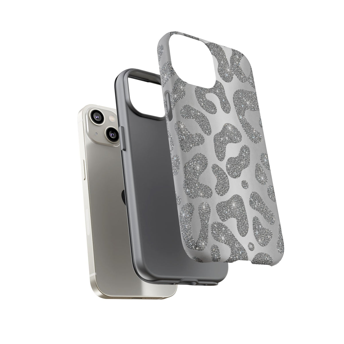 Silver Glitter Leopard Tough Case