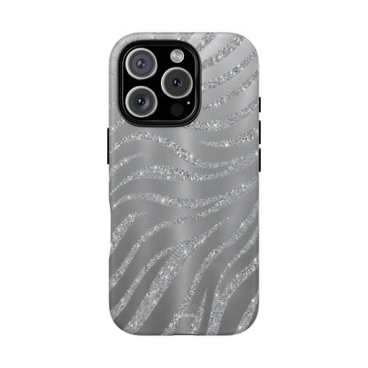 Silver Glitter Zebra Tough Case