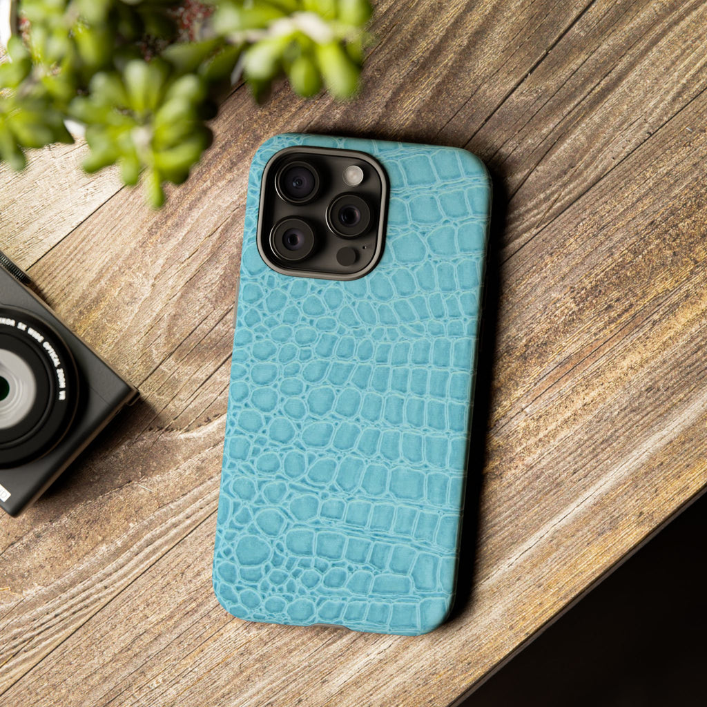 Croc Embossed Turquoise Phone Case