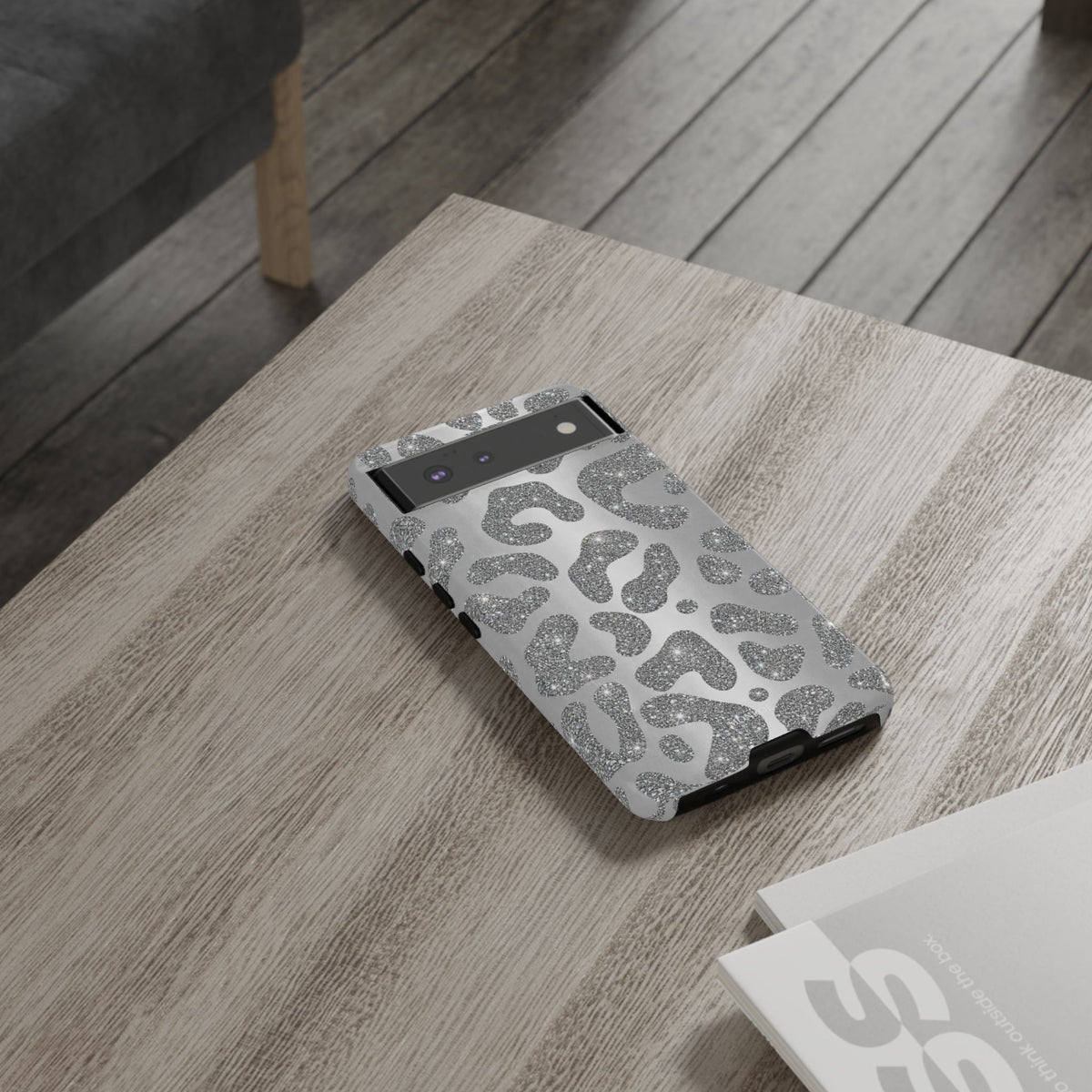 Silver Glitter Leopard Tough Case