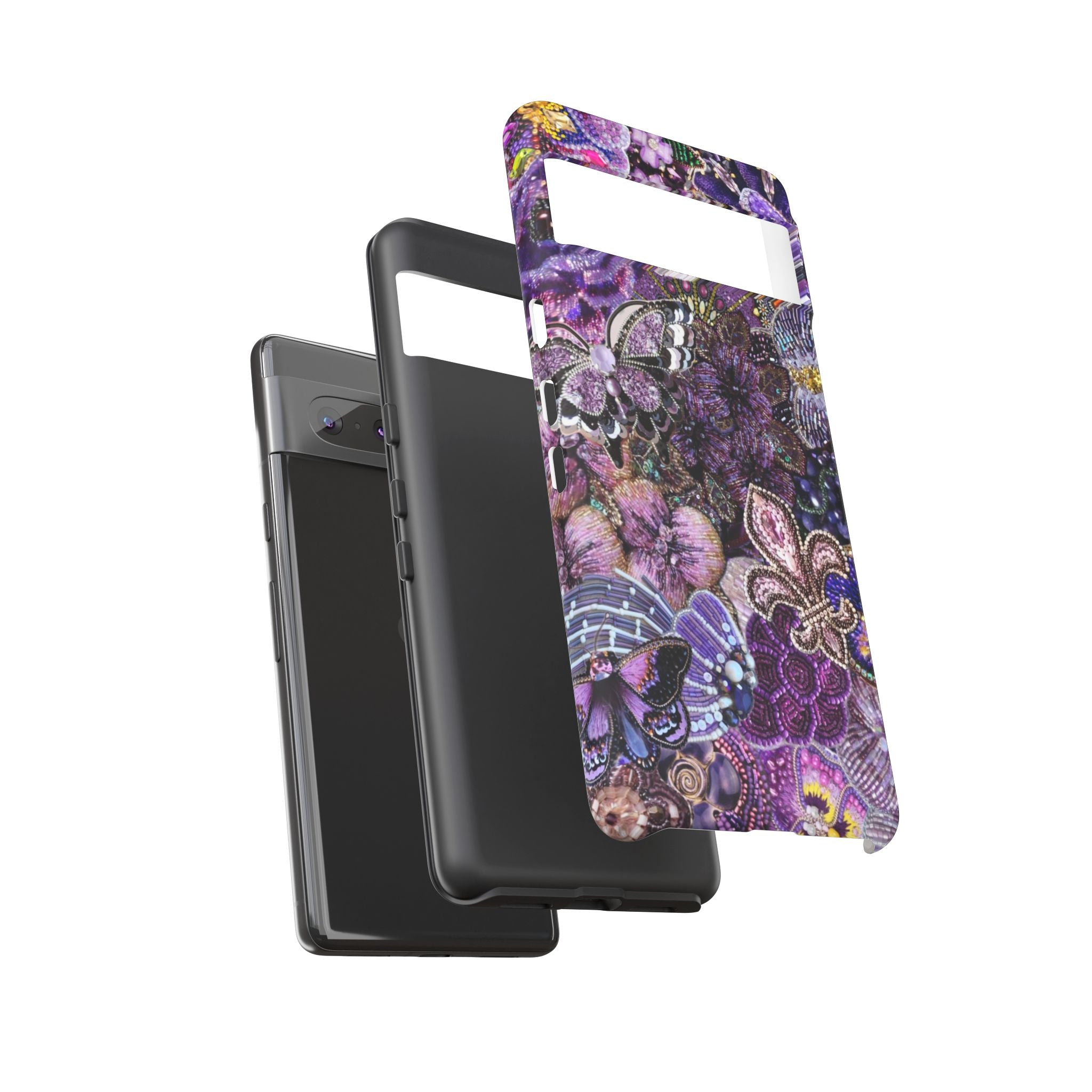 Purple Fleur-de-Lis Floral Tough Phone Case