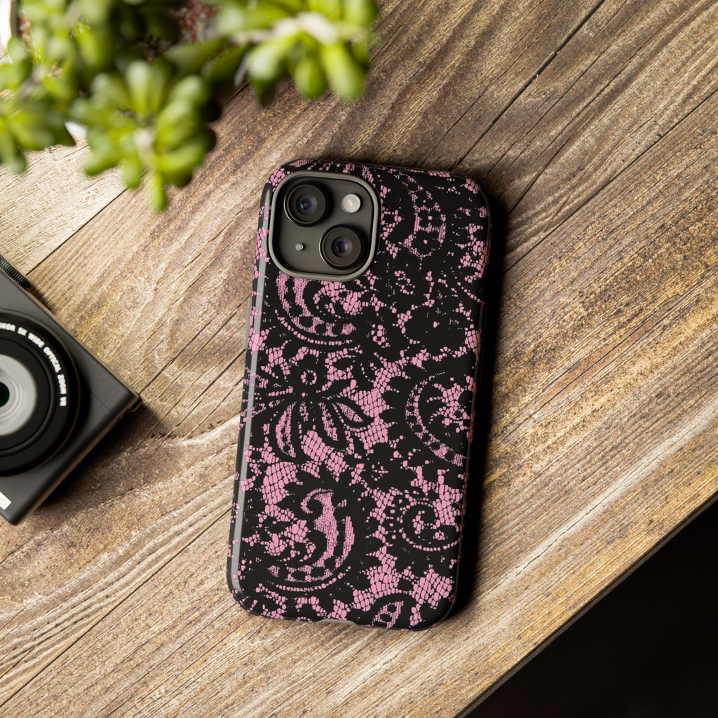 Pink Lace Pattern Tough Phone Case