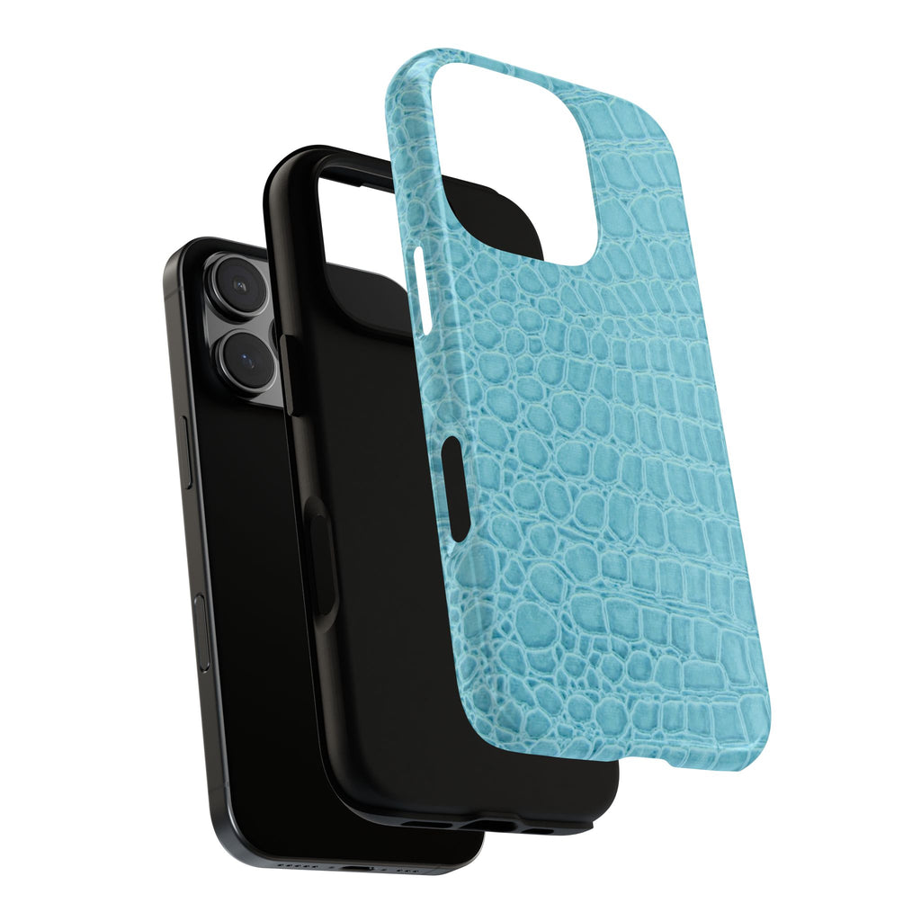 Croc Embossed Turquoise Phone Case