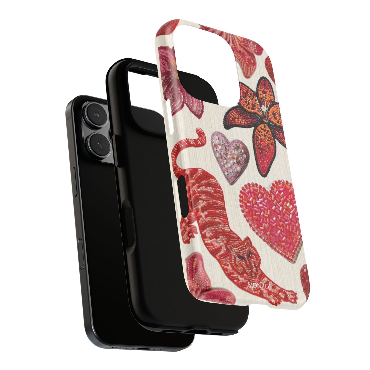 Floral & Heart Pattern Tough Case