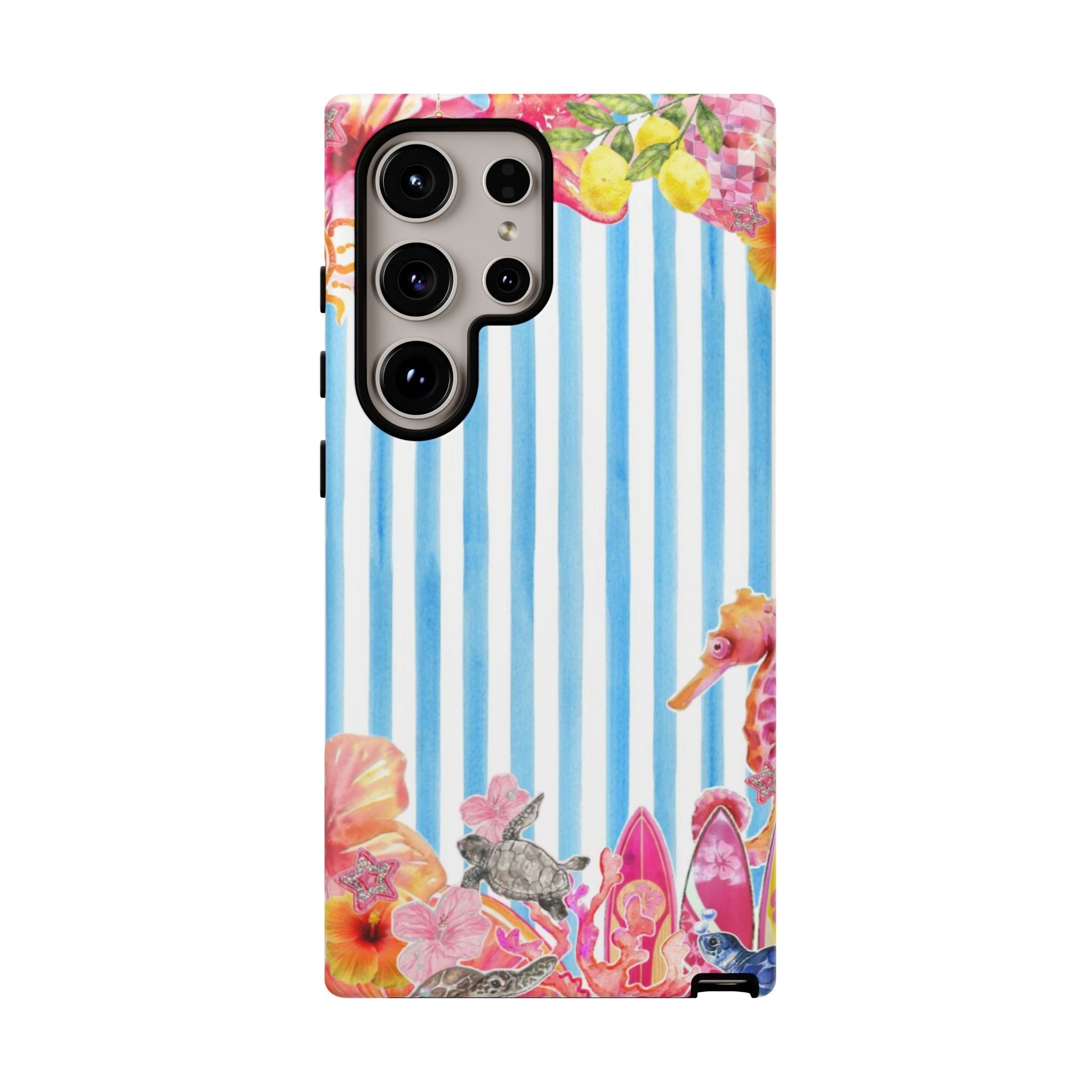 Beach Blue Striped Tough Phone Case