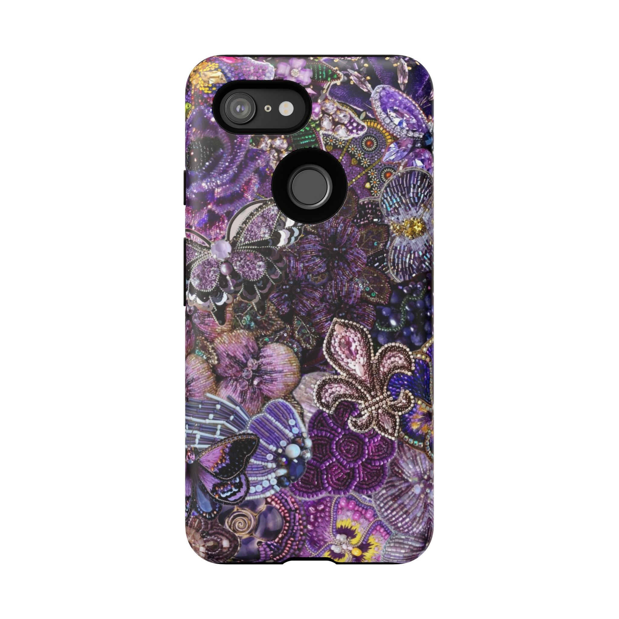 Purple Fleur-de-Lis Floral Tough Phone Case