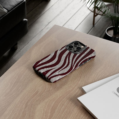 Burgundy Zebra Glitter Tough Case