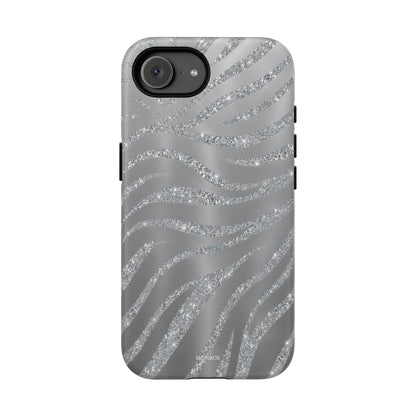 Silver Glitter Zebra Tough Case