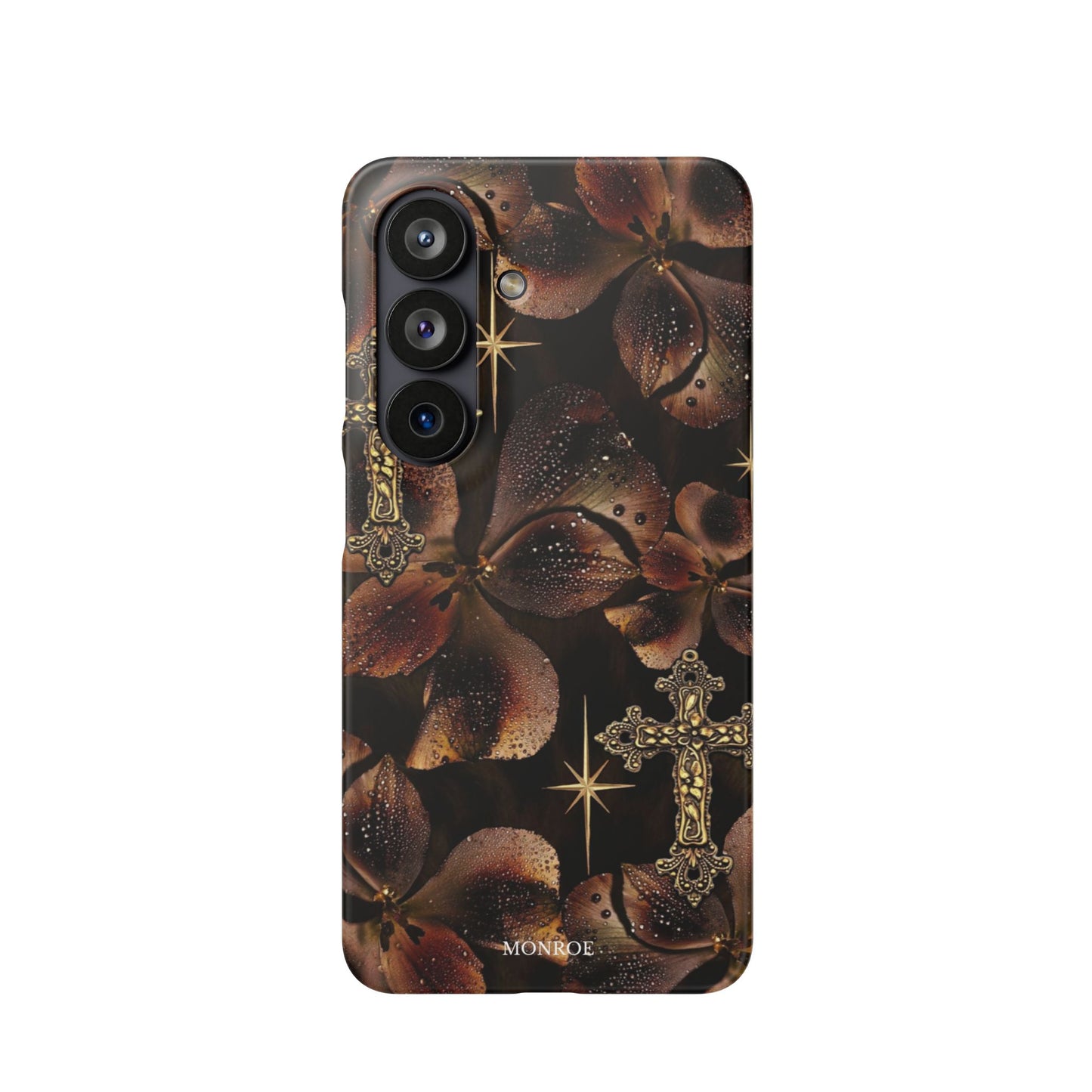 Brown Floral Cross Case