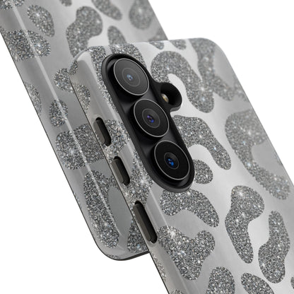 Silver Glitter Leopard Tough Case