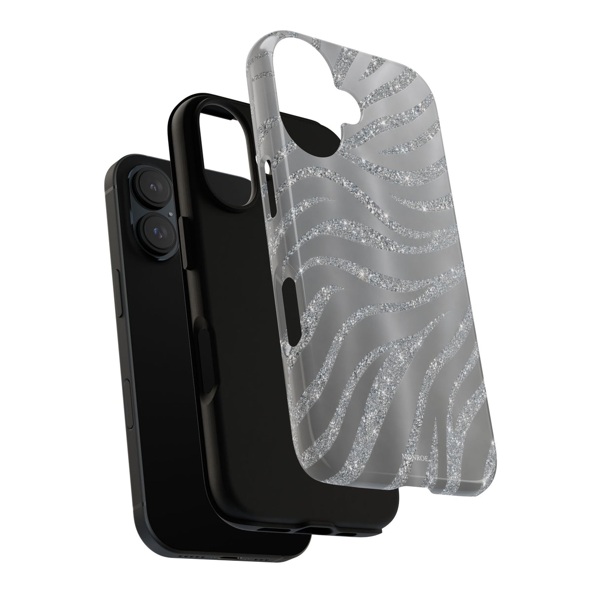 Silver Glitter Zebra Tough Case