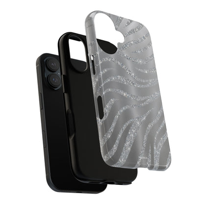 Silver Glitter Zebra Tough Case