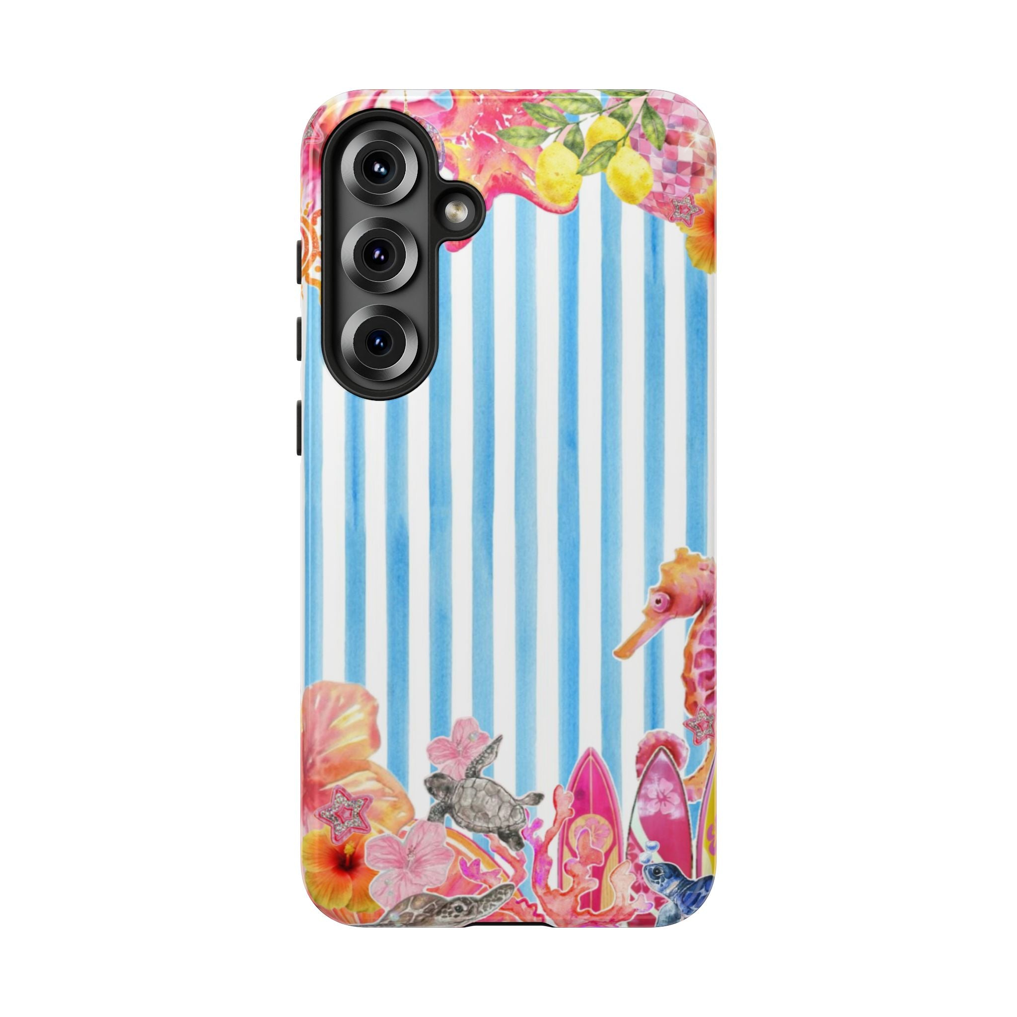 Beach Blue Striped Tough Phone Case