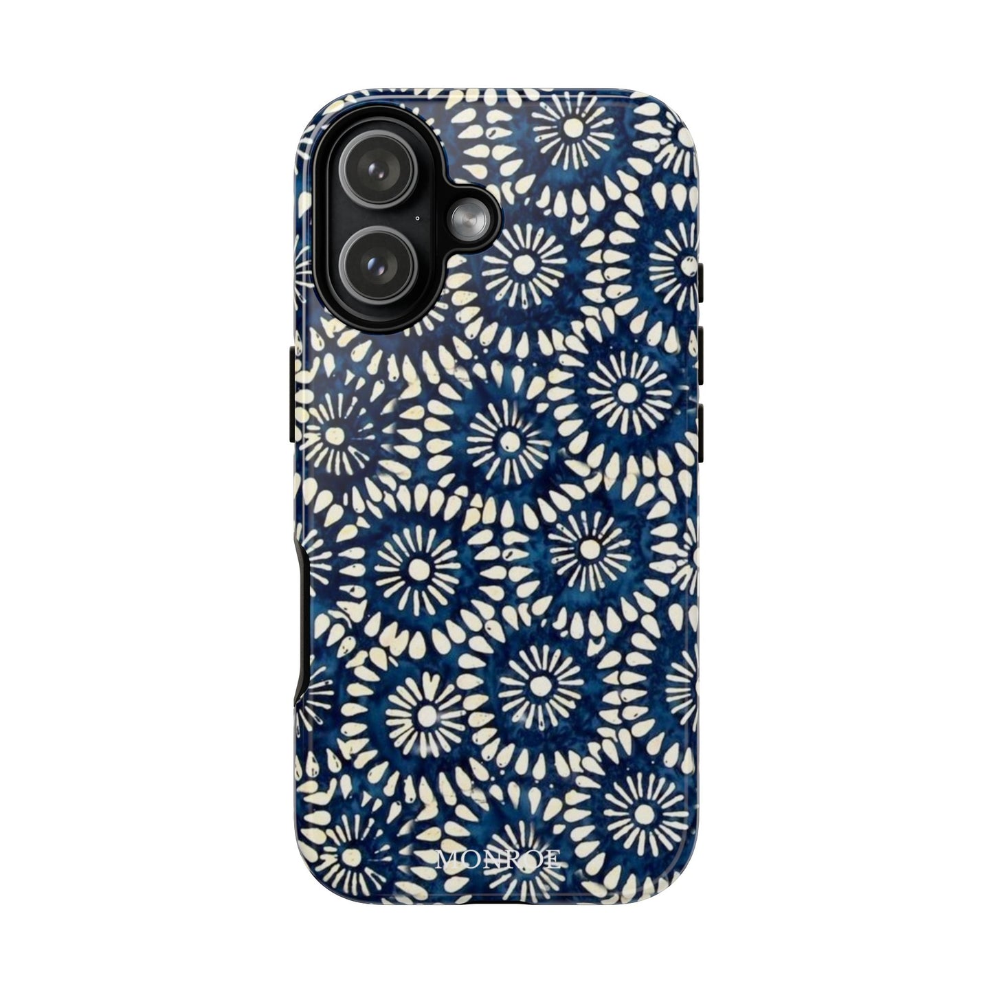 Navy Shibori Floral Tough Phone Case