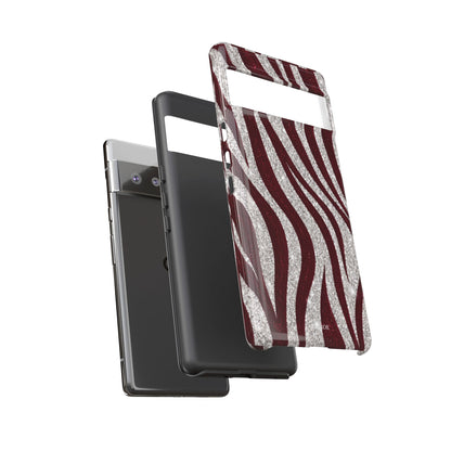 Burgundy Zebra Glitter Tough Case