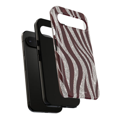 Burgundy Zebra Glitter Tough Case