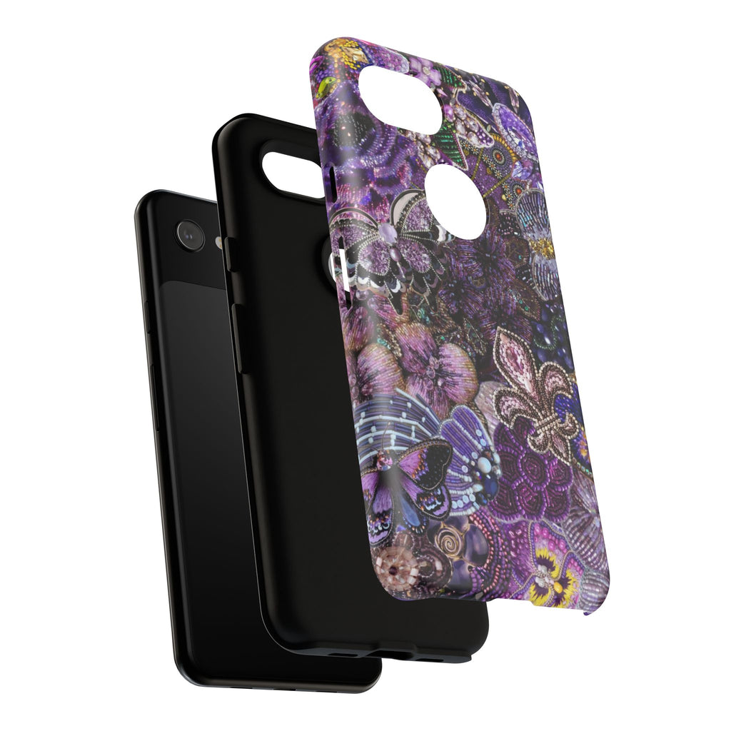 Purple Fleur-de-Lis Floral Tough Phone Case