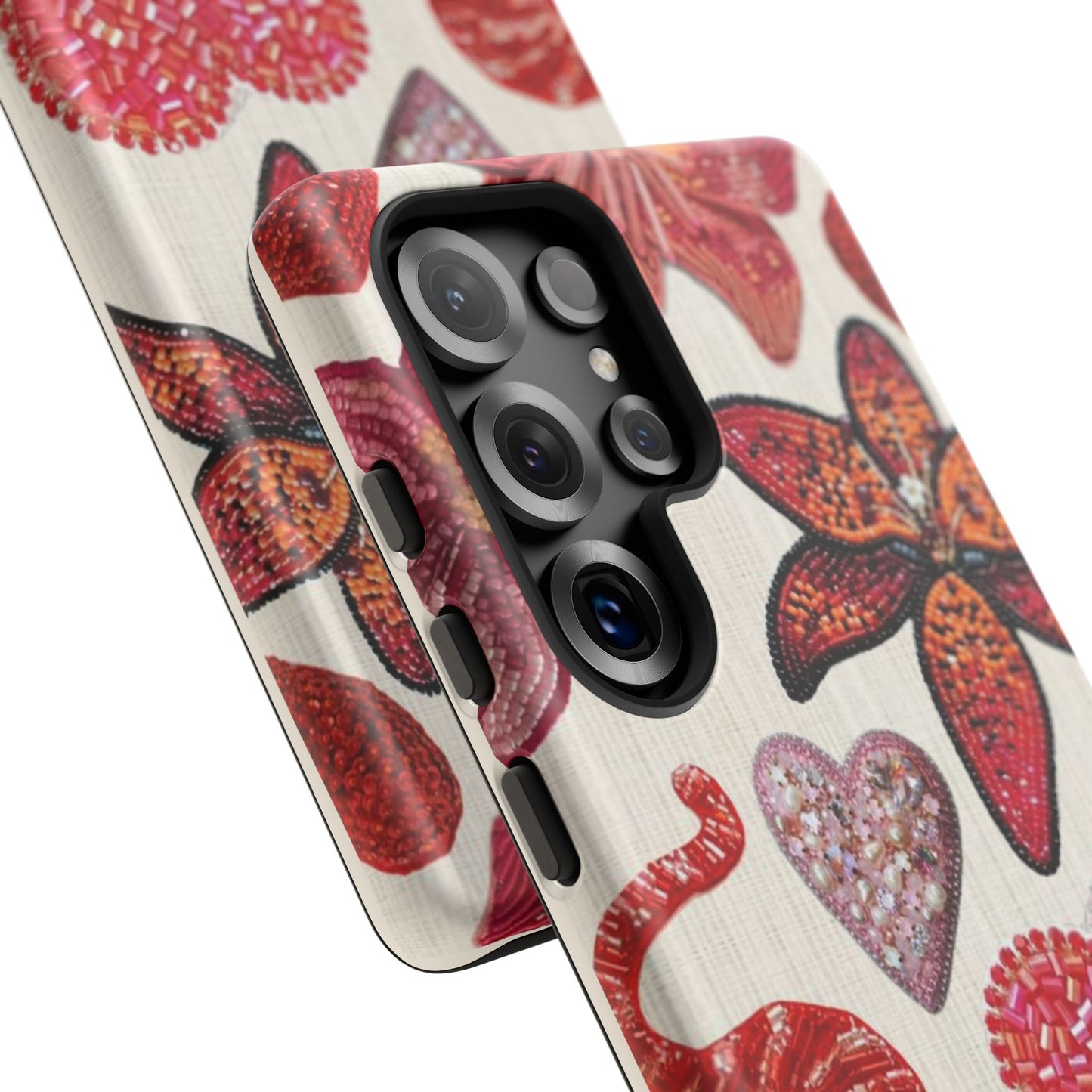 Floral & Heart Pattern Tough Case