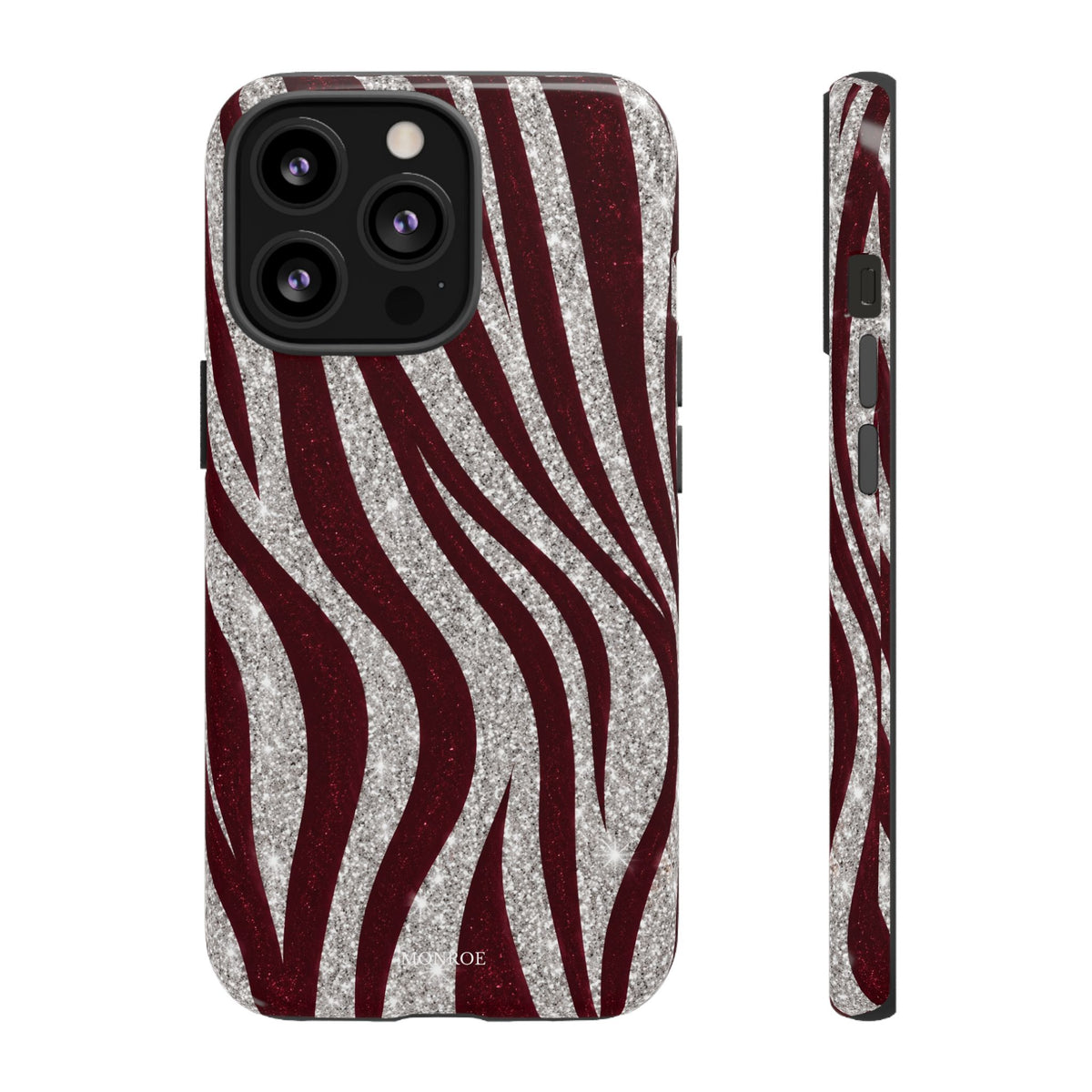 Burgundy Zebra Glitter Tough Case