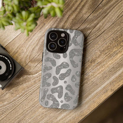 Silver Glitter Leopard Tough Case