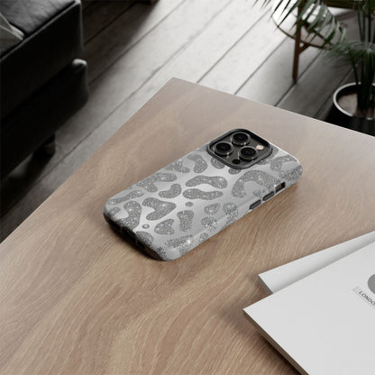 Silver Glitter Leopard Tough Case