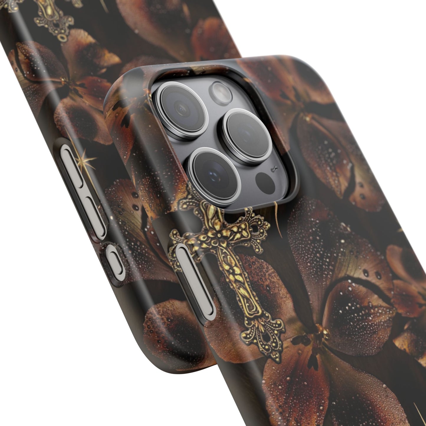 Brown Floral Cross Case