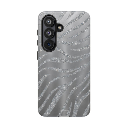 Silver Glitter Zebra Tough Case