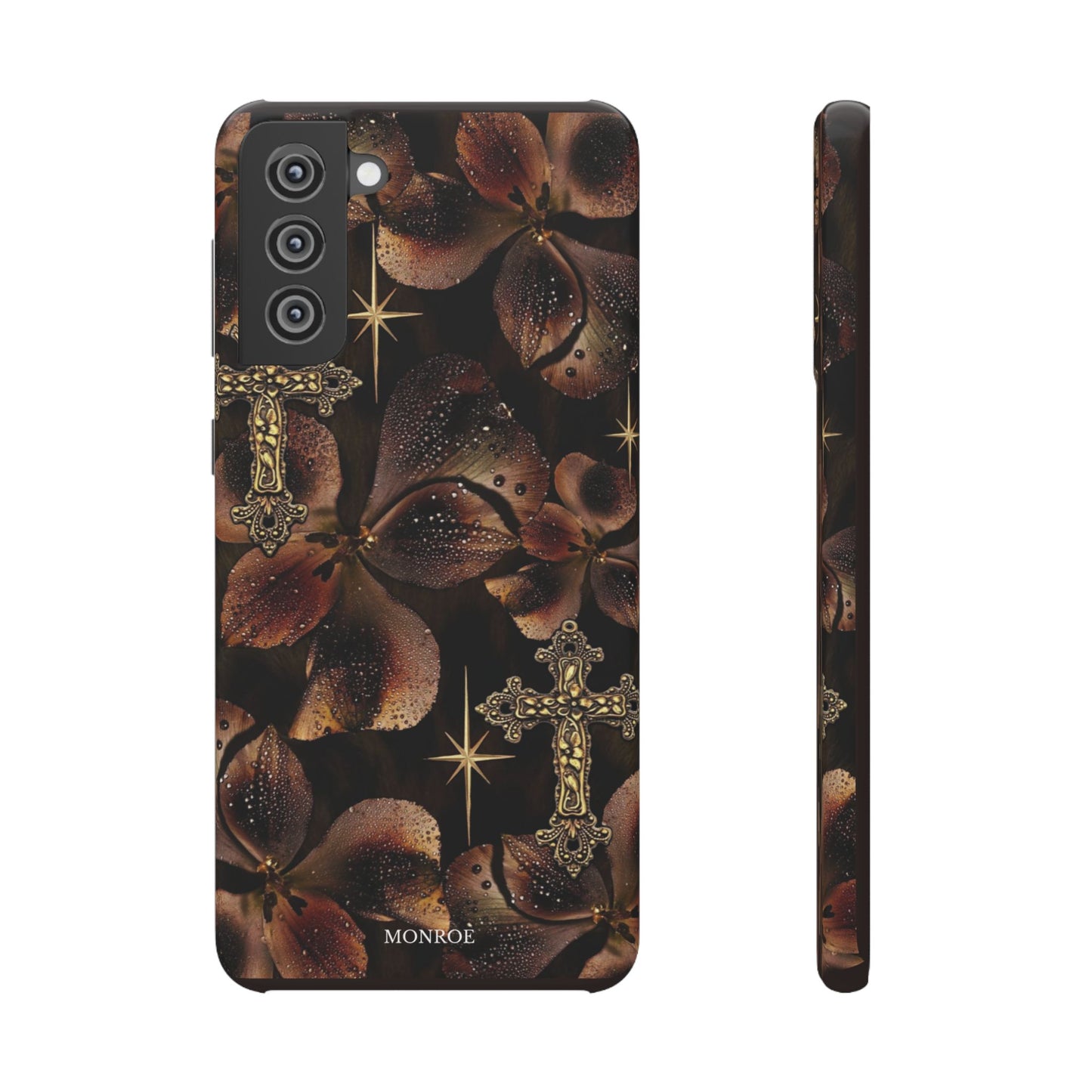 Brown Floral Cross Case