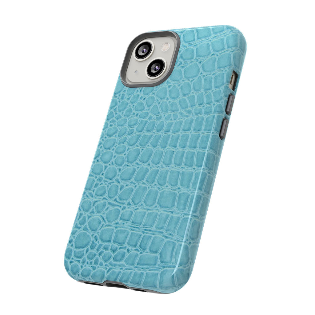 Croc Embossed Turquoise Phone Case