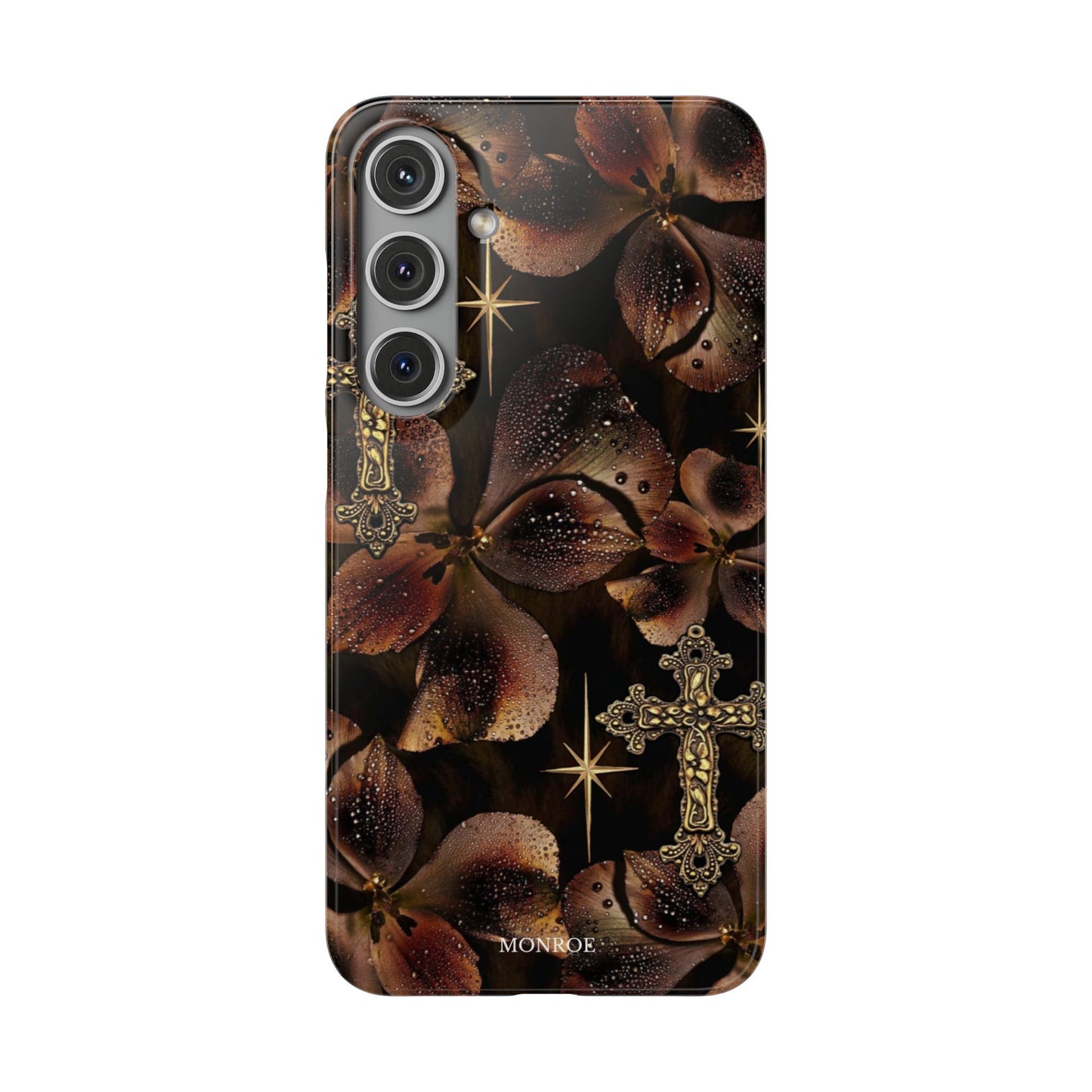 Brown Floral Cross Case