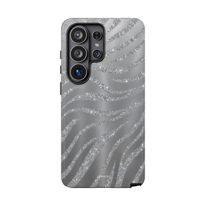 Silver Glitter Zebra Tough Case