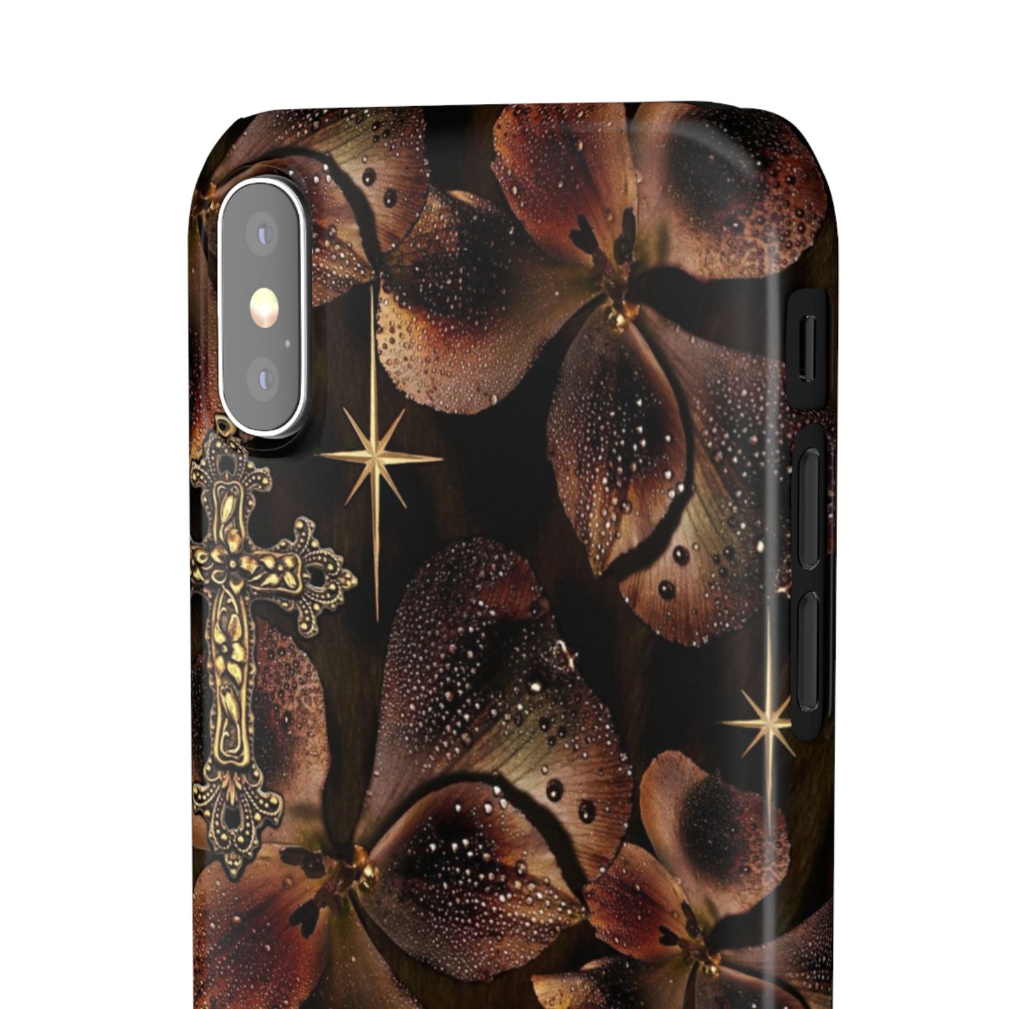Brown Floral Cross Case