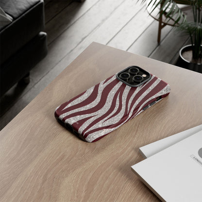 Burgundy Zebra Glitter Tough Case