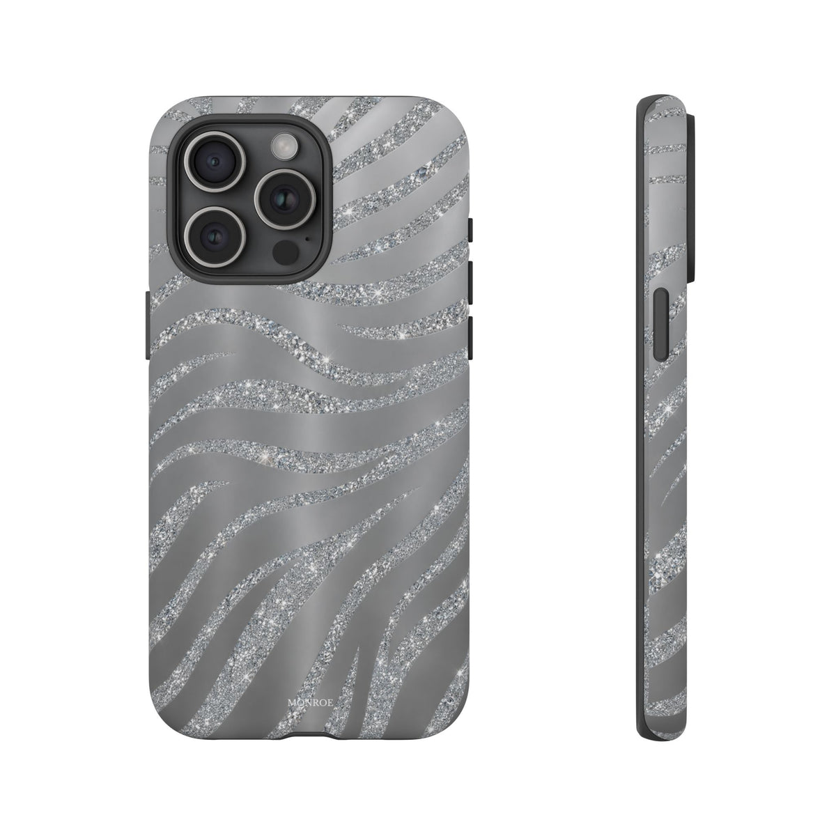 Silver Glitter Zebra Tough Case