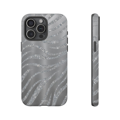 Silver Glitter Zebra Tough Case
