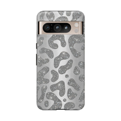 Silver Glitter Leopard Tough Case