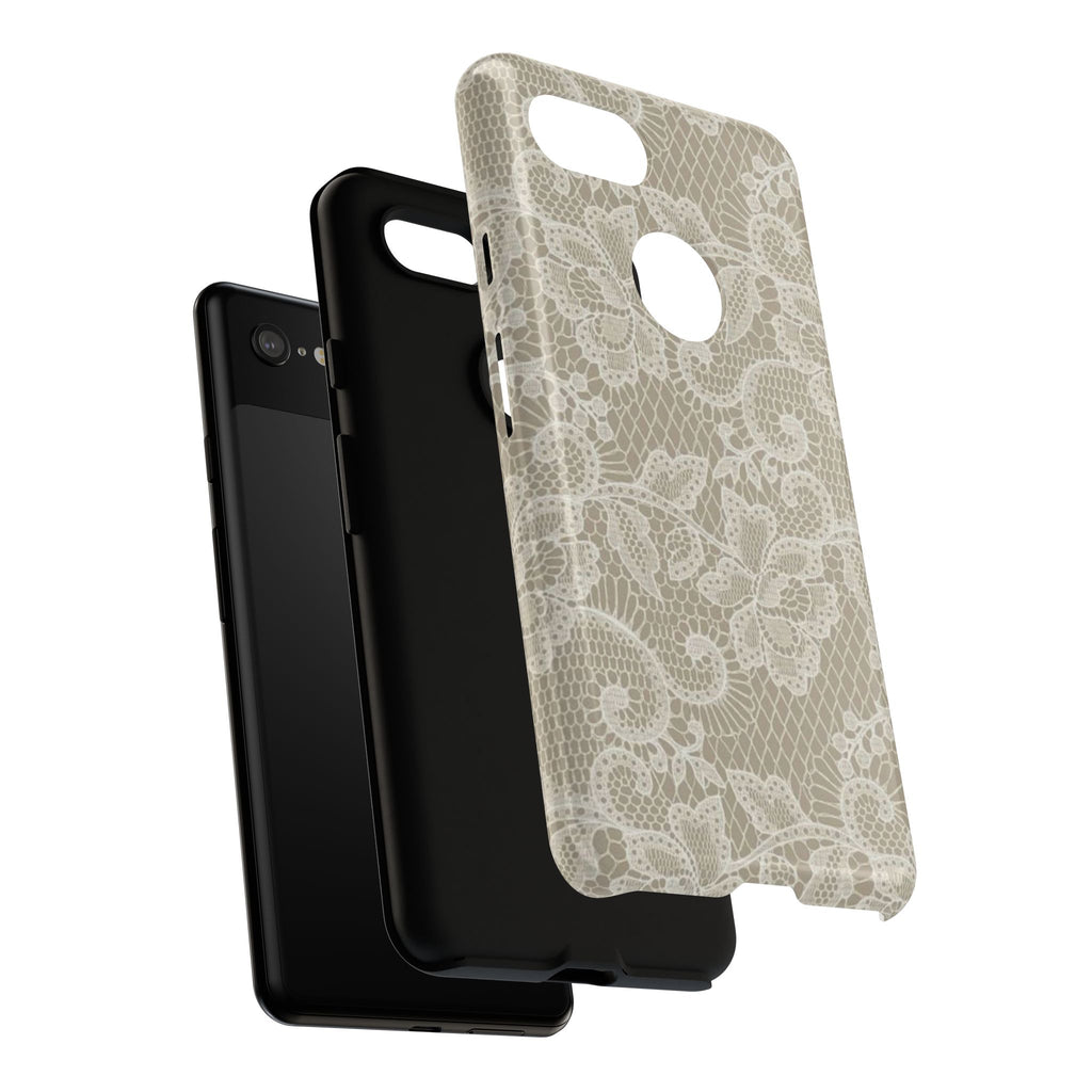 White Lace Pattern Tough Phone Case