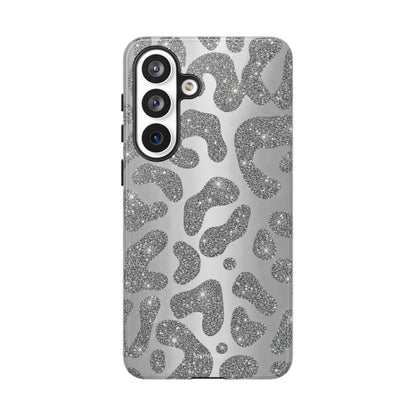 Silver Glitter Leopard Tough Case