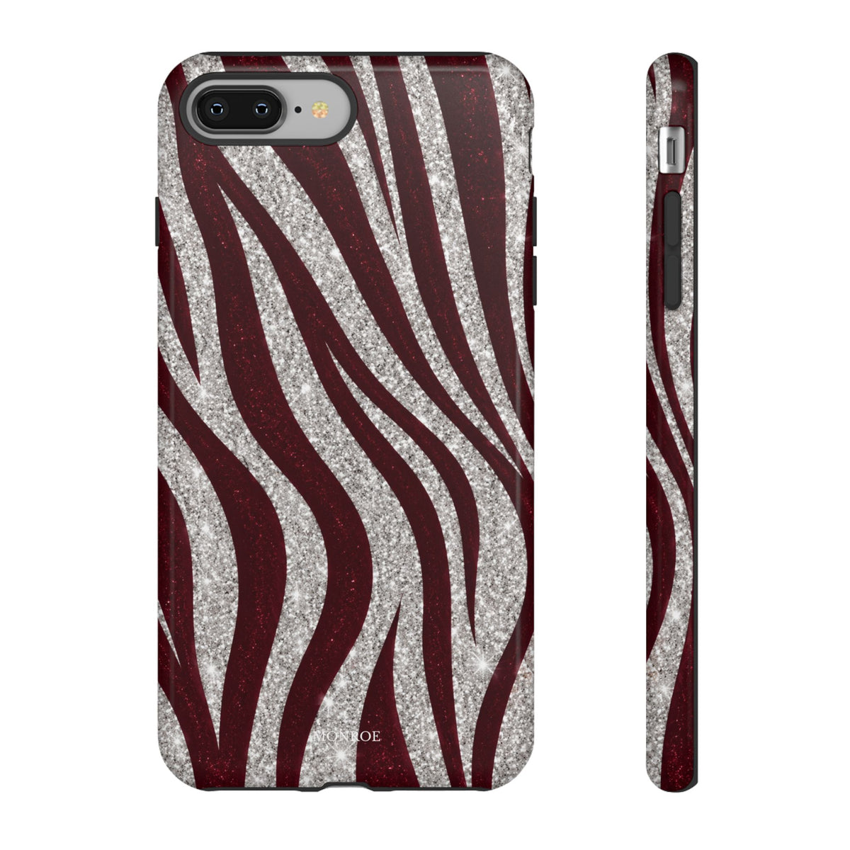 Burgundy Zebra Glitter Tough Case