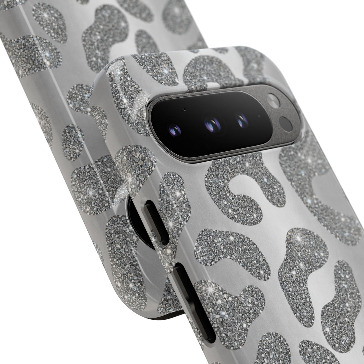 Silver Glitter Leopard Tough Case