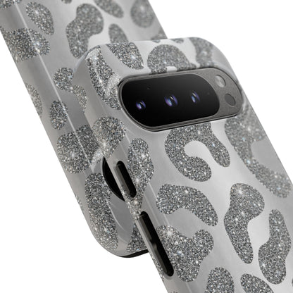 Silver Glitter Leopard Tough Case