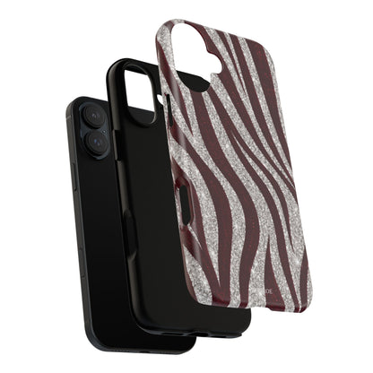 Burgundy Zebra Glitter Tough Case