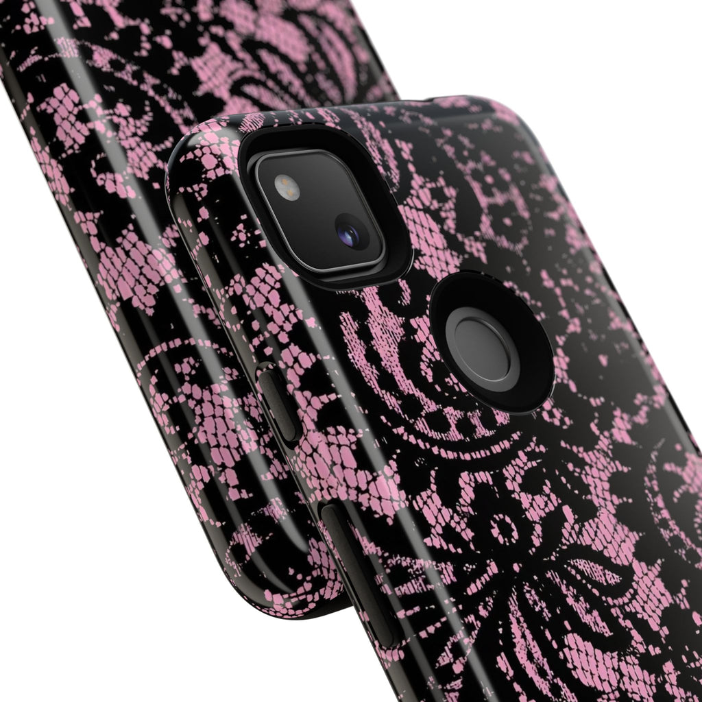 Pink Lace Pattern Tough Phone Case
